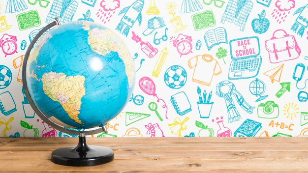 Front View Back To School With Earth Globe Psd