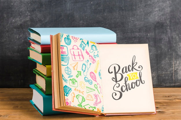 Front View Back To School With Open Book Psd