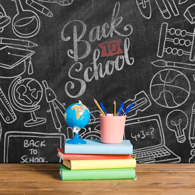 Front View Back To School With Pile Of Books Psd