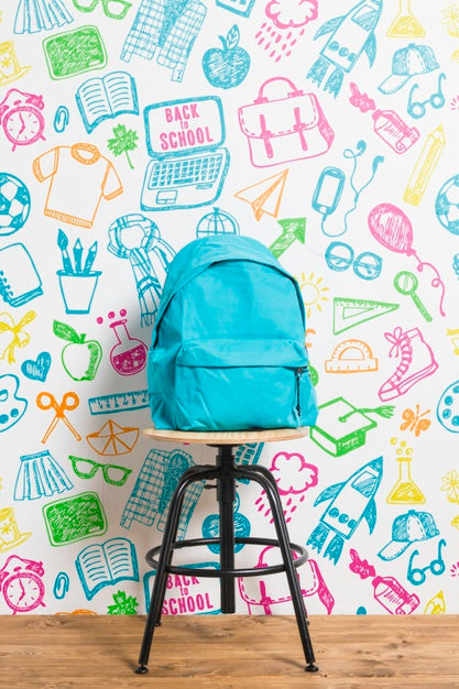 Front View Backpack With Colourful Background Psd