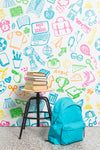 Front View Backpack With Pile Of Books Psd