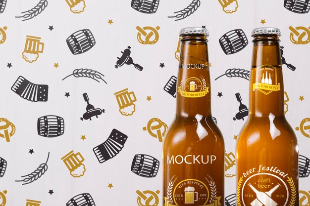 Front View Beer Bottles With Copy Space Psd