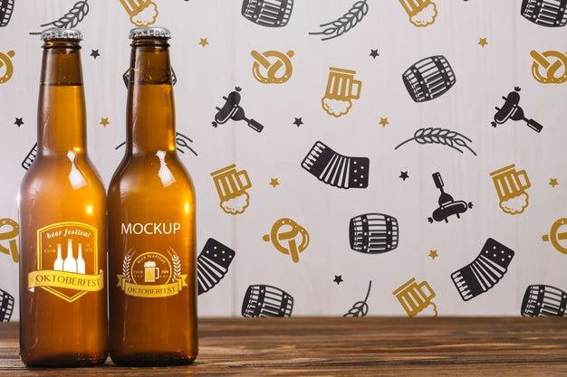 Front View Beer Bottles With Copy Space Psd