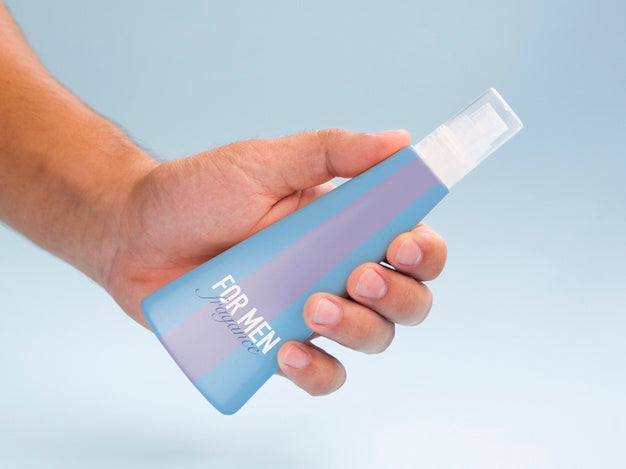 Front View Blue Fragrance Bottle Mock-Up Psd