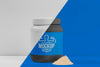 Front View Blue Protein Pills And Powder Psd