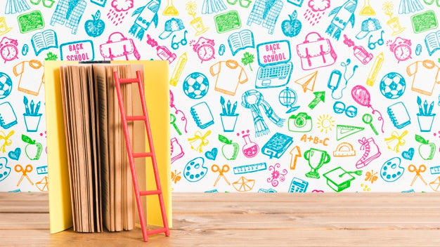 Front View Book With Colourful Background Psd