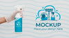 Front View Cleaning Product With Mock-Up Packaging Psd