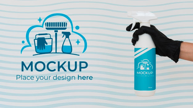 Front View Cleaning Product With Mock-Up Packaging Psd