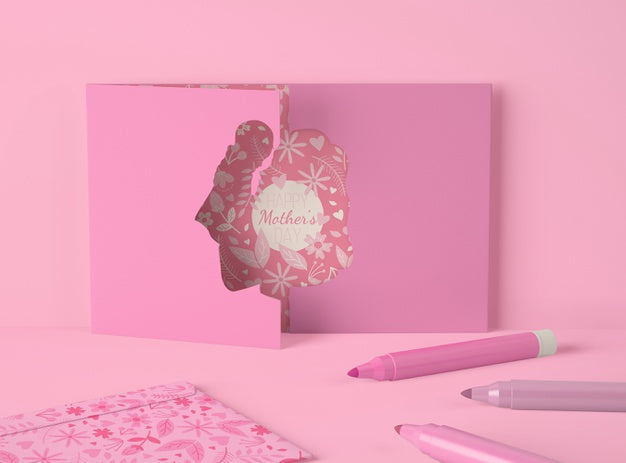 Front View Composition For Mother'S Day With Card Psd