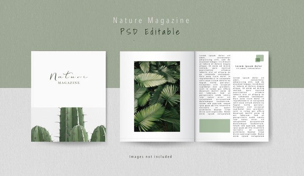 Front View Cover And Inner Part Editorial Magazine Mock-Up Psd
