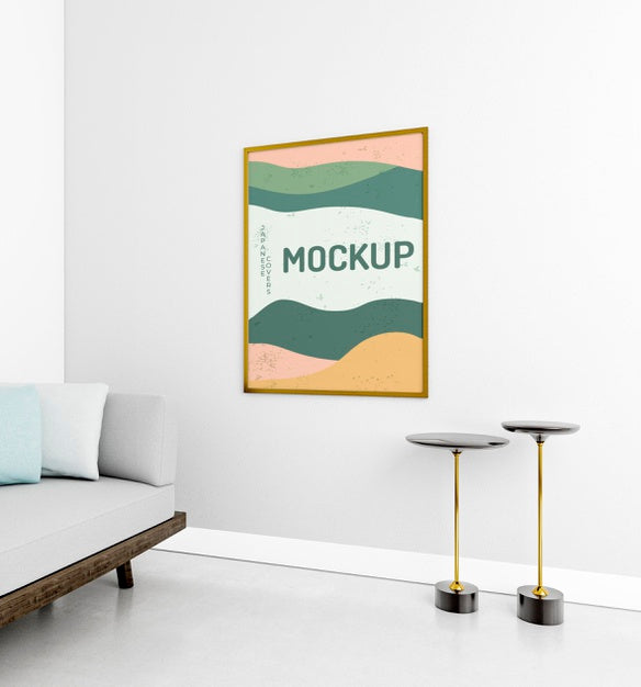 Front View Cozy Home Composition With Frame Mock-Up Psd