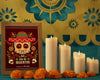 Front View Floral Skull Mock-Up For Day Of The Dead Festival Psd