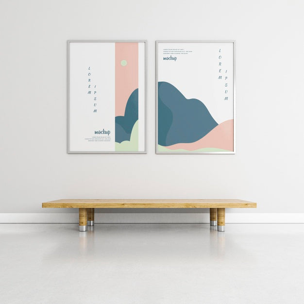 Front View Frames Mock-Up Composition Indoors Psd