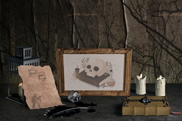 Front View Halloween Concept Frame Psd