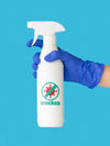 Front View Hand With Glove Holding Disinfection Bottle Mock-Up Psd
