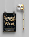 Front View Hanging Mock-Up And Mask On Stick Psd