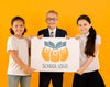Front View Happy Kids Holding Mock-Up Sign Psd