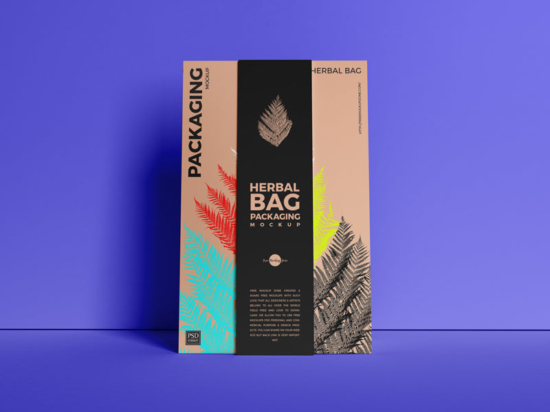 Front View Herbal Bag Packaging Mockup