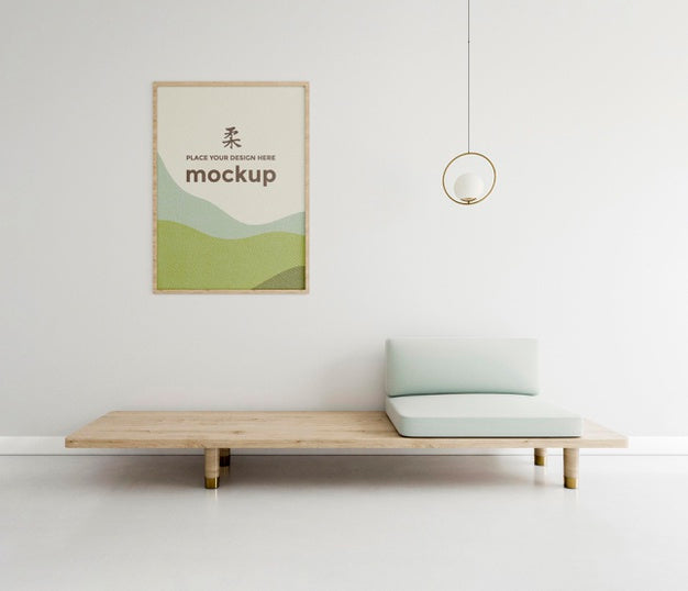 Front View Home Arrangement With Frame Mock-Up Psd