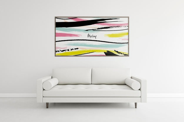 Front View Indoors Composition With Frame Mock-Up Psd