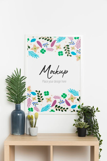 Front View Indoors Composition With Mock-Up Frame Psd