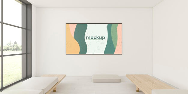 Front View Interior Arrangement With Frame Mock-Up Psd