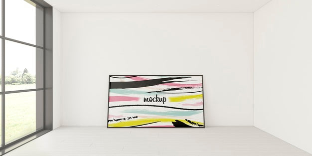 Front View Interior Composition With Frame Mock-Up Psd