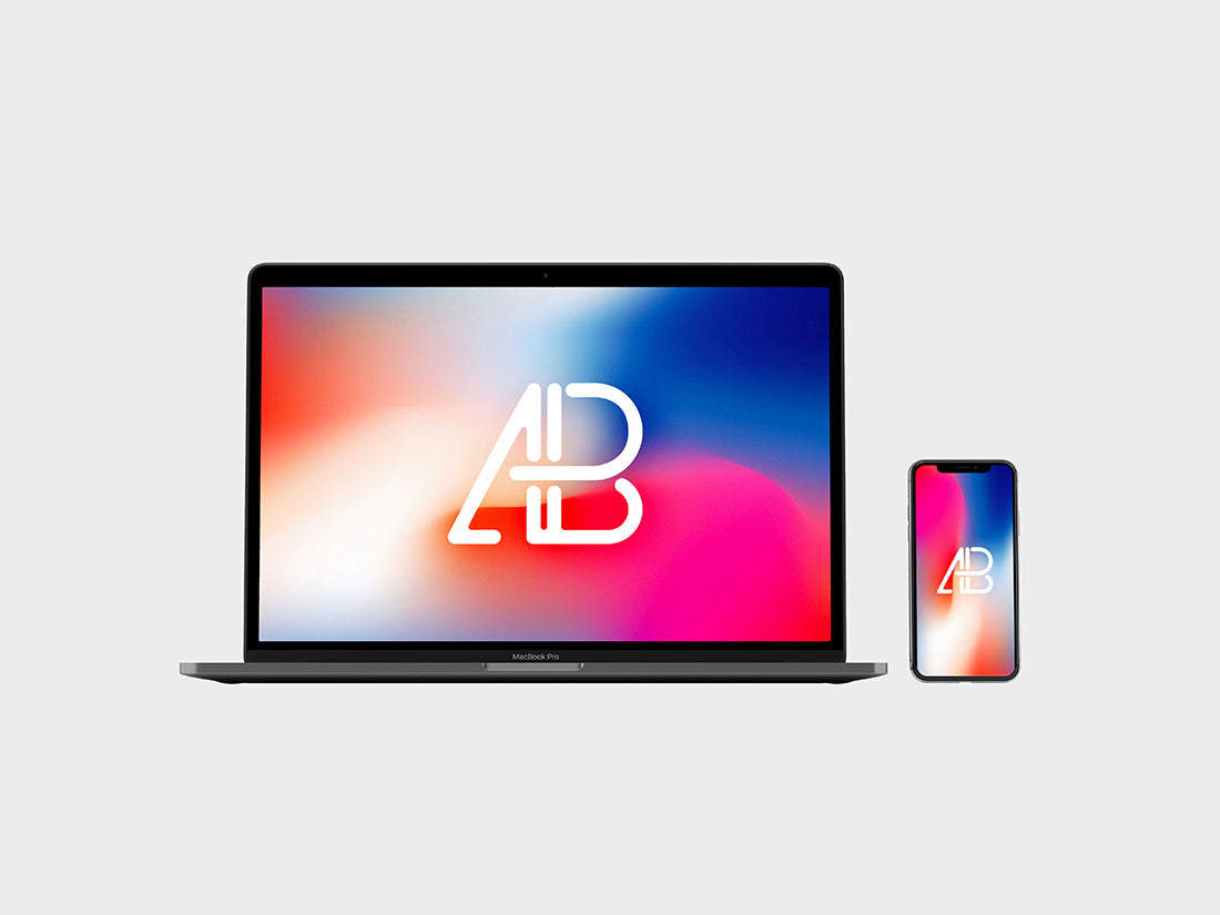 Front View Iphone X And Macbook Pro Mockup