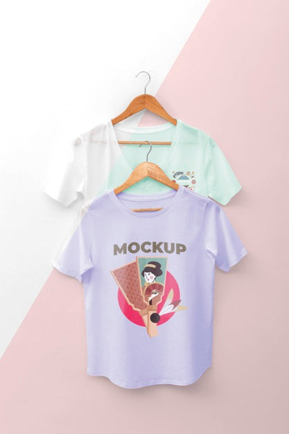 Front View Japanese T-Shirt Mock-Up Composition Psd