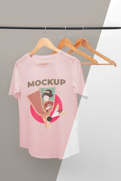 Front View Japanese T-Shirt Mock-Up Composition Psd