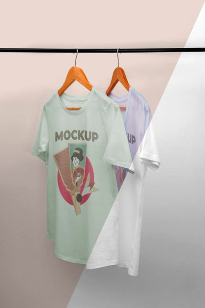 Front View Japanese T-Shirt Mock-Up Composition Psd
