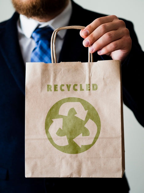 Front View Man Holding A Paper Bag Mock-Up Psd