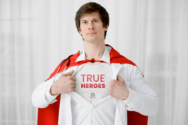 Front View Man Wearing Cape Psd