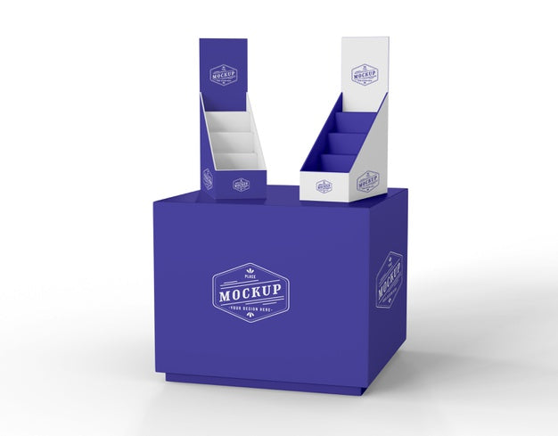 Front View Minimalist Blue Exhibitor Mock-Up Psd