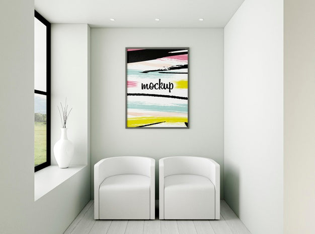 Front View Minimalist Interior Assortment With Frame Mock-Up Psd
