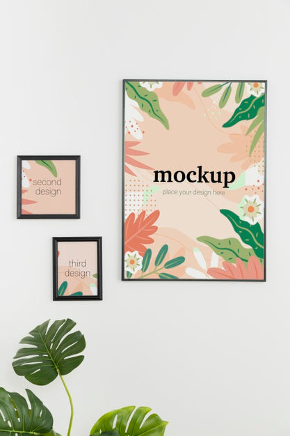 Front View Mock-Up Frame On White Wall Psd