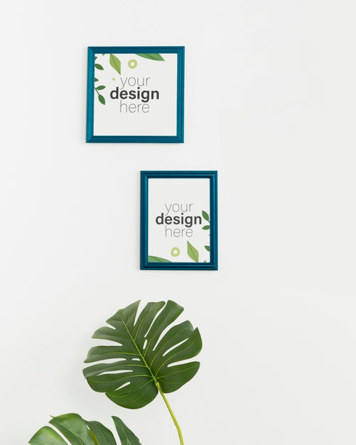 Front View Mock-Up Frames On White Wall Psd