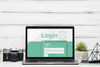 Front View Mock-Up Laptop With Wooden Background Psd