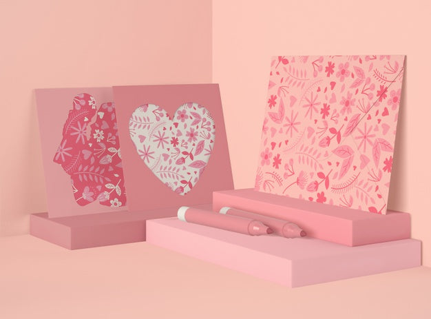 Front View Mother'S Day Arrangement With Card Mock-Up Psd