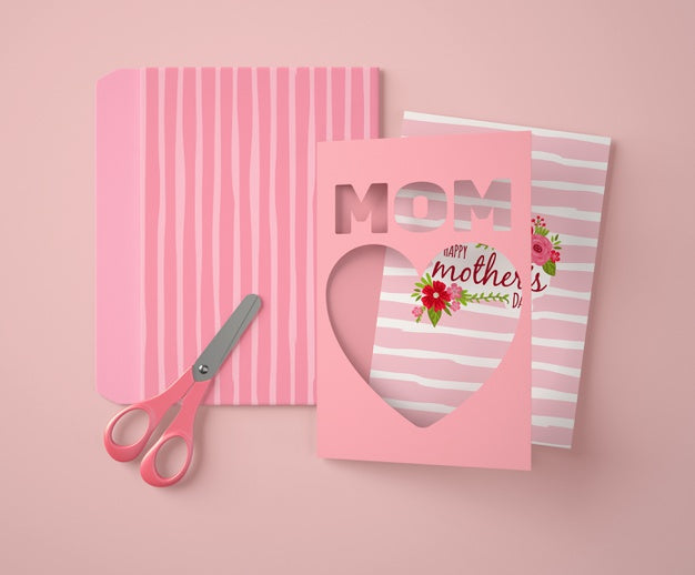 Front View Mother'S Day Composition With Card Mock-Up Psd