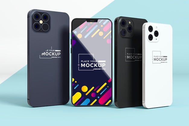 Front View New Phone Pack Mock-Up Psd