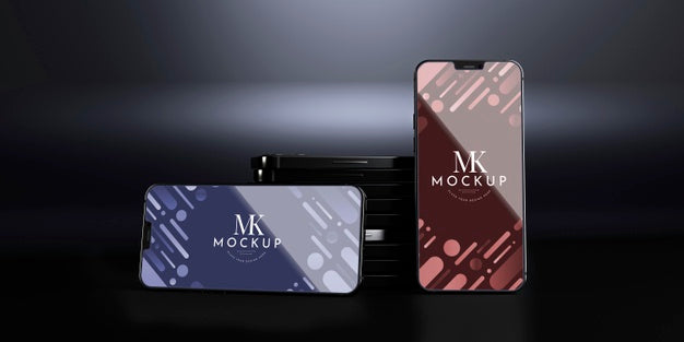 Front View New Phone Set Mock-Up Psd