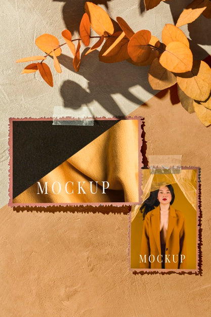 Front View Of Autumn Moodboard Mock-Up Psd