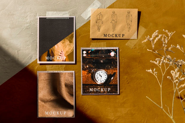 Front View Of Autumn Moodboard Mock-Up Psd