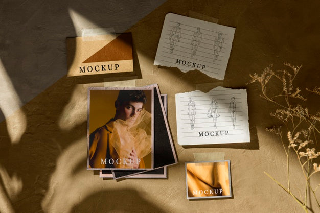 Front View Of Autumn Moodboard Mock-Up Psd