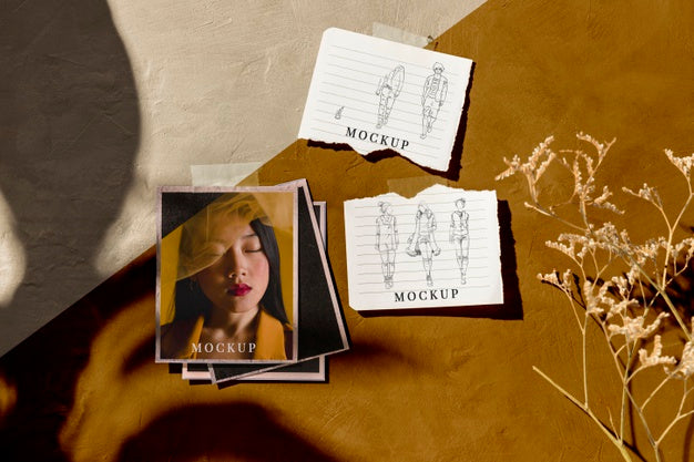 Front View Of Autumn Moodboard Mock-Up Psd