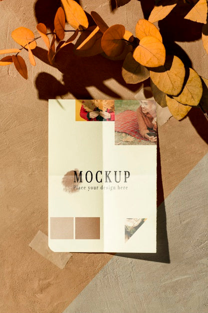 Front View Of Autumn Moodboard Mock-Up Psd