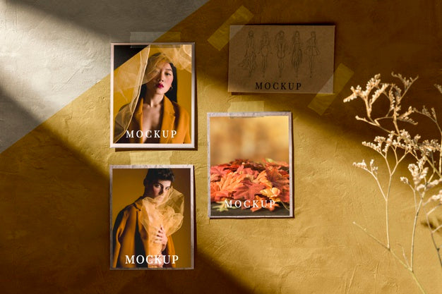 Front View Of Autumn Moodboard Mock-Up Psd