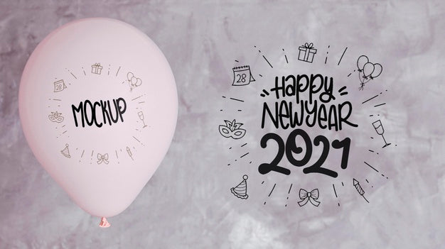 Front View Of Balloons Mock-Up For Happy New Year Psd