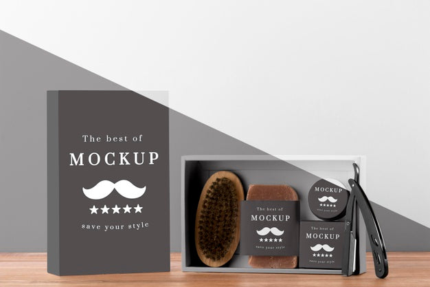 Front View Of Barbershop Items Pack Psd